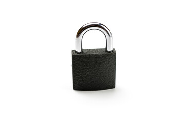 Padlock isolated on white background. Metal lock pad for key, security concept.