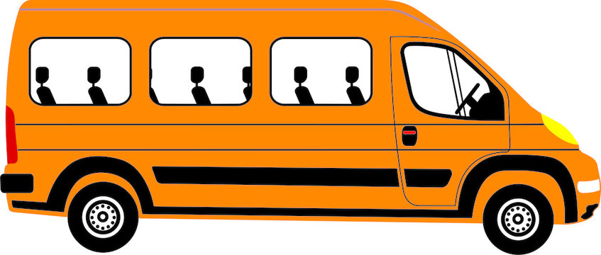 orange school bus with passengers clip art preview