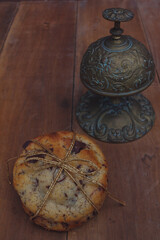 old metal bell and gift cookies