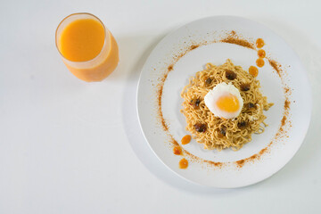 fried noodle gg on a white plate