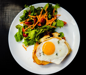 fried egg with salad