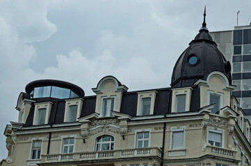 Fragments of old beautiful buildings from the XX century in the center of the Bulgarian capital...
