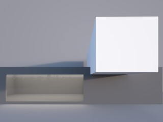 3d rendering of modern minimal architecture facade