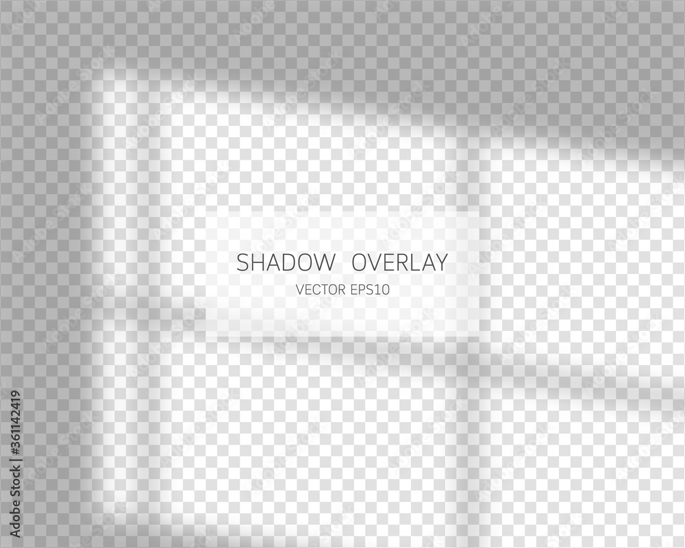 Poster shadow overlay effect. natural shadows from window isolated on transparent background. vector illust