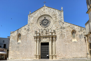 Fototapeta na wymiar Facade of the Cathedral of Otranto dedicated to the Annunciation of the Virgin Mary. Salento, Puglia, Italy