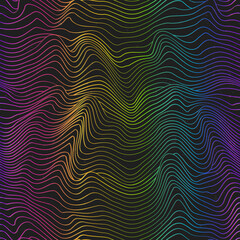 Neon wave geometric seamless pattern.