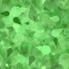 Stickers pour porte Vert Modèle sans couture avec des feuilles vertes