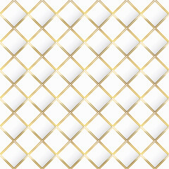 White color mosaic with gold frame. Seamless texture.