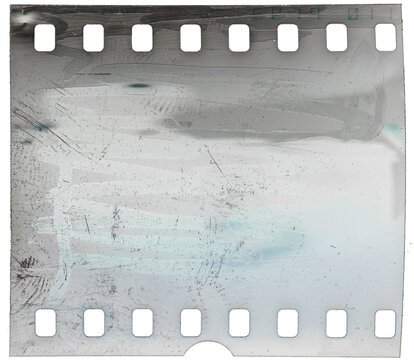 white exposed 35mm negative film frame inverted on white background
