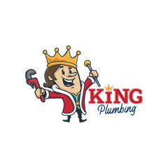 Cartoon vintage retro king plumbing logo