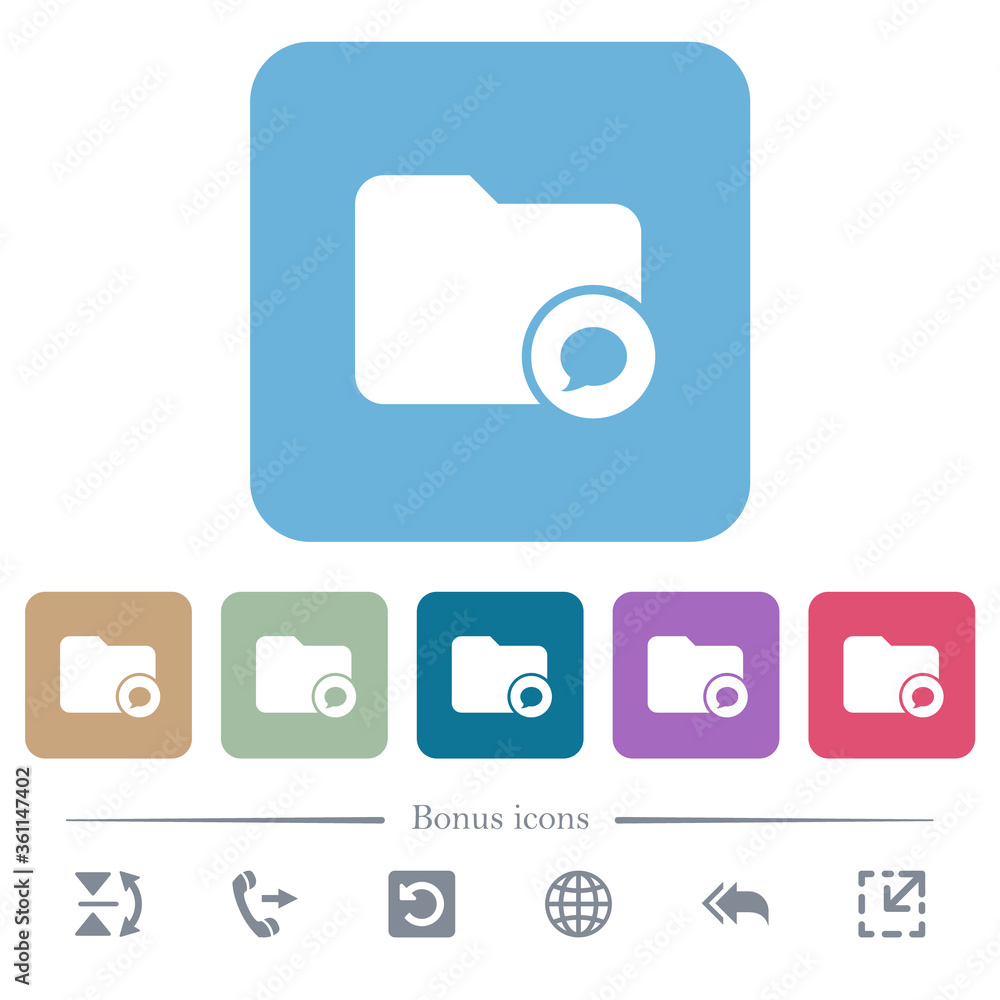 Poster directory notifications flat icons on color rounded square backgrounds