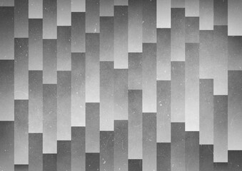 A black and white geometric graphic illustration of rectangular columns with dust and scratches texture
