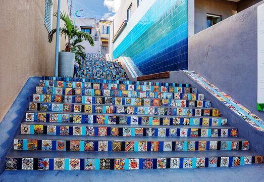 Maceio, Brazil, tile staircase. A beautiful tile staircase adorns the city.