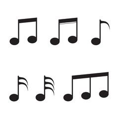 Set of music notes icons isolated on white background. Vector illustration.