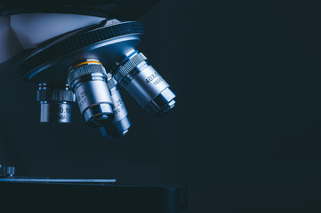 Hight technology microscope at medical science laboratory for technician using in a histological sample education, a biopsy in the laboratory of research