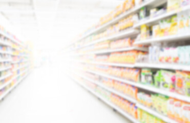 Abstract blurred supermarket for background.