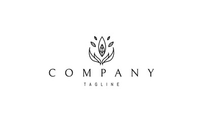 Vector logo on which an abstract image of two lodons in the form of leaves and a leaf in the middle personifying the protection of nature.