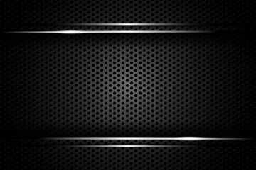 abstract metal carbon texture and line chromium on metallic sheet hole modern design background. vector illustration