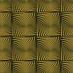 Seamless pattern with abstract golden squares. Op art, modern concept for your design.