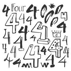 Abstract hand drawn numbers. Isolated vector sign symbol. Design element. Typography poster. Symbol set. Vector collection. Vector text.