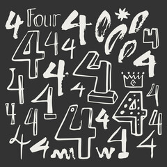 Abstract hand drawn numbers. Isolated vector sign symbol. Design element. Typography poster. Symbol set. Vector collection. Vector text.