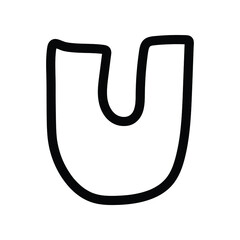 Alphabet letter U. Kids education poster or stickers. Childish logo in mosaic style. Cute vector letters in color and monochrome isolated on white. Birthday holiday decoration.