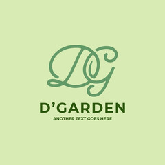 Luxury Letter D and G Initial with Leaf Logo Design