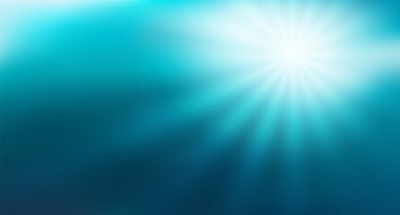 Obraz premium Abstract blue gradient background with sunlight rays. Blurred water backdrop. Vector illustration for your graphic design, banner, poster