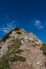 Panoramic photo of summer mountain of Tatra ridge, Slovakia,   summer in the mountains. Travel and hike