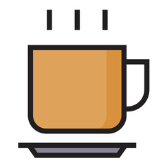 coffe cup bakery icon design color line style