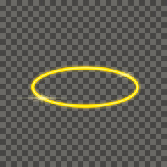 Angel halo ring saint aureole icon. Holy ring angel halo isolated nimbus gold circle realistic element.