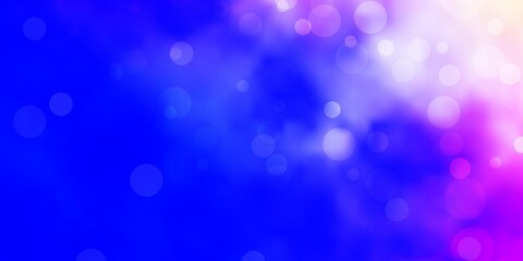 Light Pink, Blue vector texture with circles. Abstract decorative design in gradient style with bubbles. Design for posters, banners.