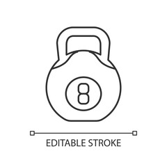 Kettlebell linear icon. Heavy gym equipment for intense weightlifting. Crossfit, bodybuilding thin line customizable illustration. Contour symbol. Vector isolated outline drawing. Editable stroke