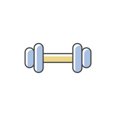 Barbell RGB color icon. Fitness center. Gym workout. Sport activity. Muscle training. Body building. Heavy lifting. Physical health. Exercise routine. Losing weight. Isolated vector illustration