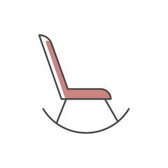 Rocking chair RGB color icon. Rocker to relax with baby. Armchair to sit with children. Comfortable furniture for living room. House furnishing. Apartment amenity. Isolated vector illustration