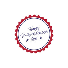 Independence Day badge design with handmade lettering. 4th of July vector illustration. United States national celebration.