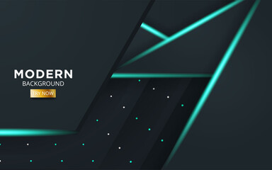 luxury premium dark abstract overlay layers background banner. Realistic light effect on textured black pentagon and dots background.with blue line.digital template,vector illustration.