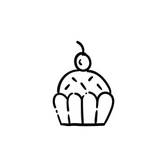 Muffin doodle icon. Hand drawn illustration.