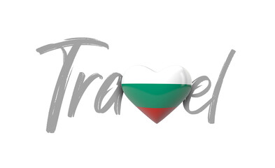 Travel Bulgaria love heart flag. 3D Rendering