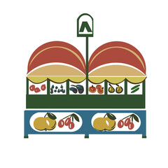 bazaar with fruit and vegetable market and retail store tent 