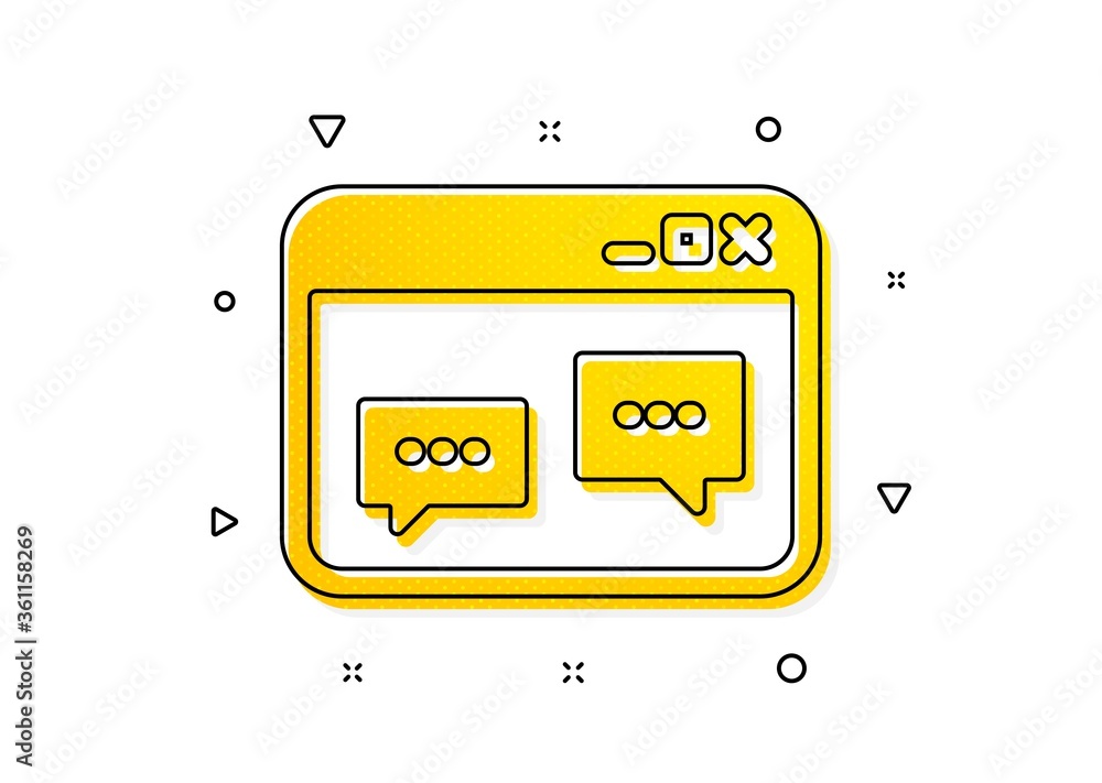 Poster chat speech bubbles sign. browser window icon. internet page symbol. yellow circles pattern. classic