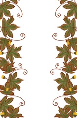 Frame with autumn leaves and yellow flowers. For design.