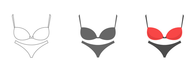 Beautiful elements of women underwear. Bra and underpants. Vector illustration