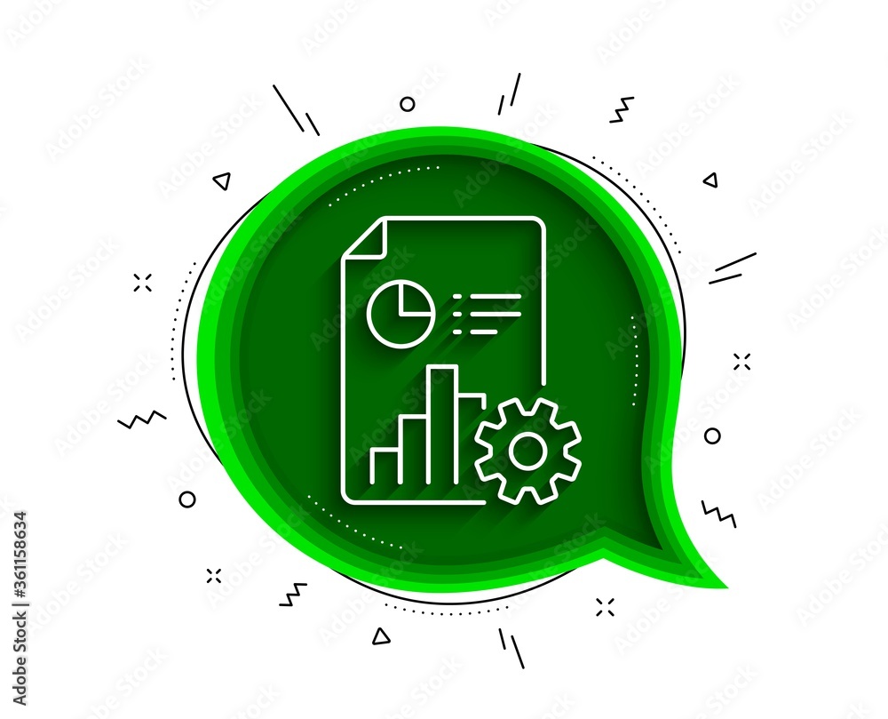 Poster report line icon. chat bubble with shadow. column graph, pie chart sign. market analytics symbol. th