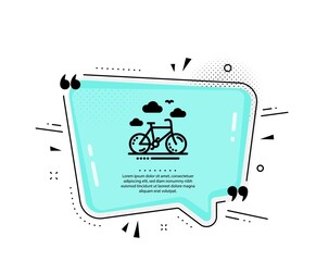 Bike rental icon. Quote speech bubble. Bicycle rent sign. Hotel service symbol. Quotation marks. Classic bike rental icon. Vector