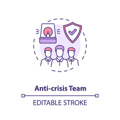 Anti-crisis team concept icon. Workplace safety guidelines idea thin line illustration. Team protect company against crisis. Vector isolated outline RGB color drawing. Editable stroke