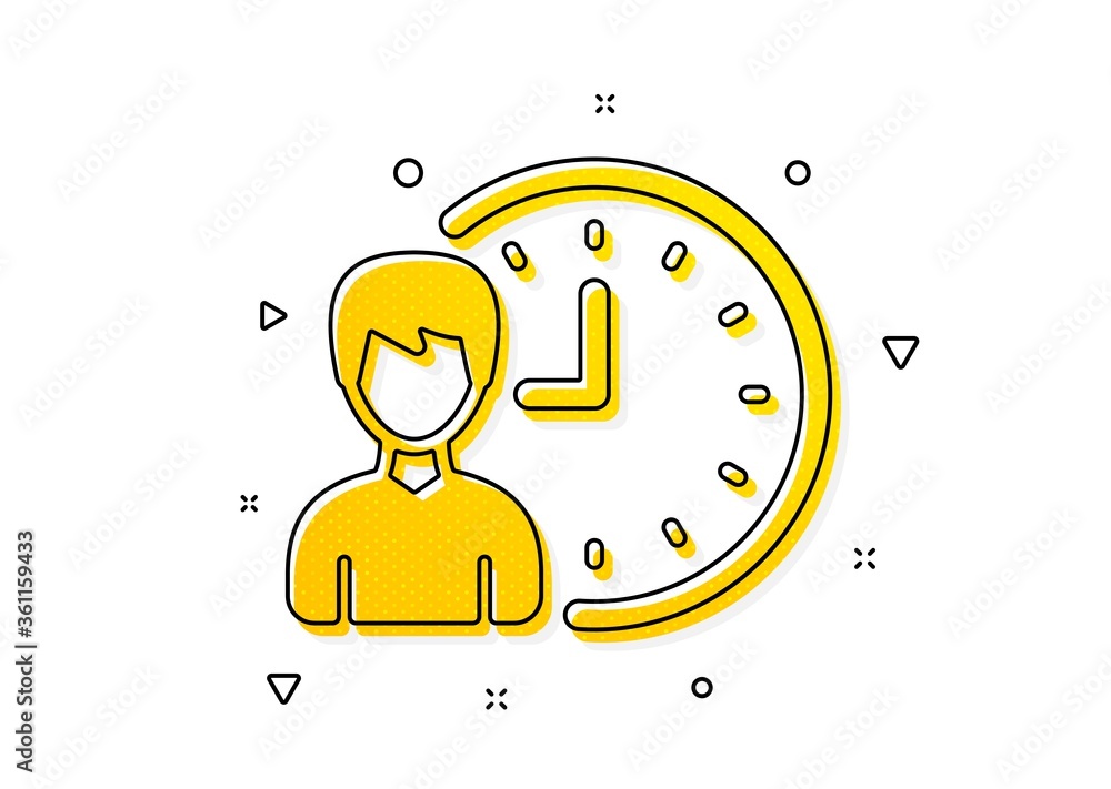 Poster working hours or time management sign. business project deadline icon. yellow circles pattern. class