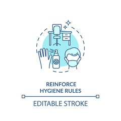 Hygiene rules at work concept icon. Workplace safety guidelines idea thin line illustration. Protect yourself from coronavirus in office. Vector isolated outline RGB color drawing. Editable stroke