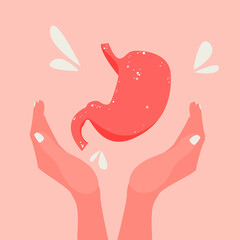 Healthy stomach concept art. Disease Inspection and Prevention. Medical banner.