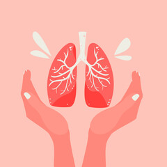 Healthy lungs concept art. Disease Inspection and Prevention. Medical banner.
